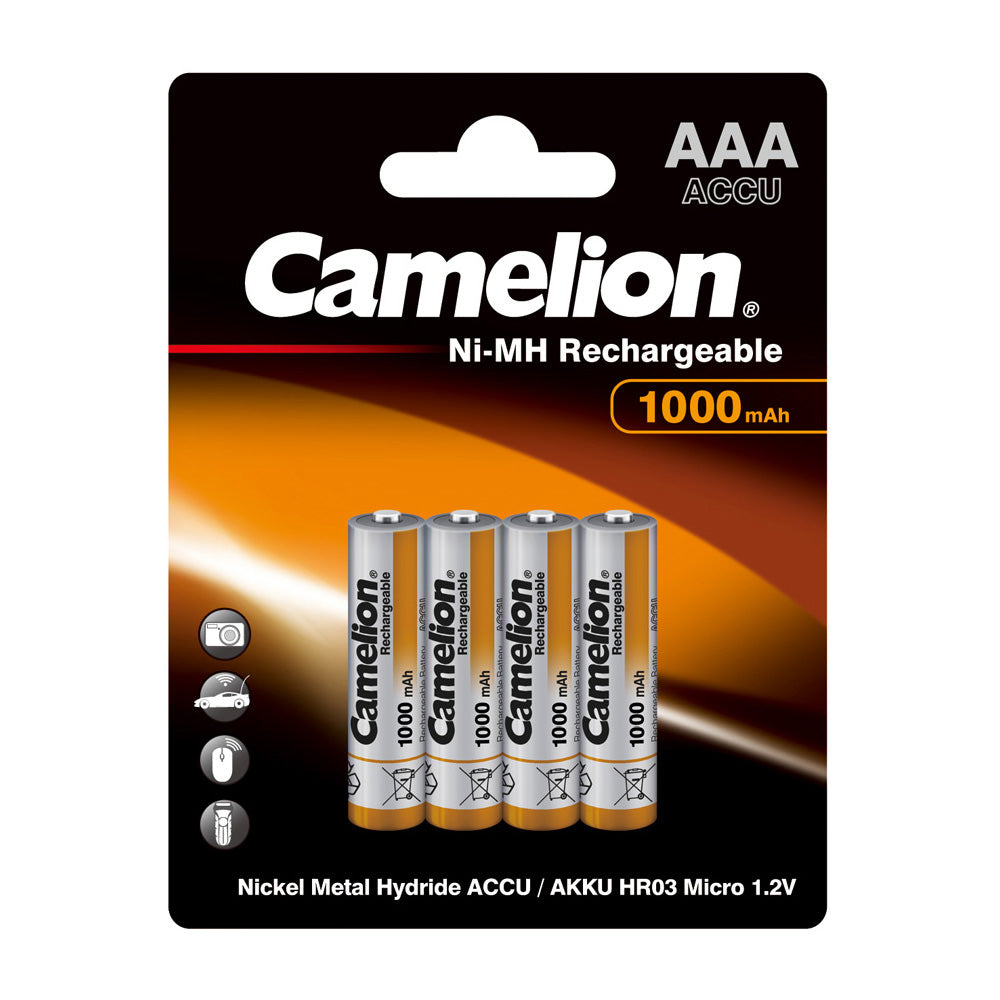 Camelion Rechargeable AAA Ni-Mh 1000mAh 4pk Blister