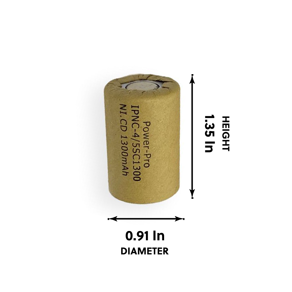 Power Pro 4/5 Sub C 1300mAh Ni-Cd Flat Top