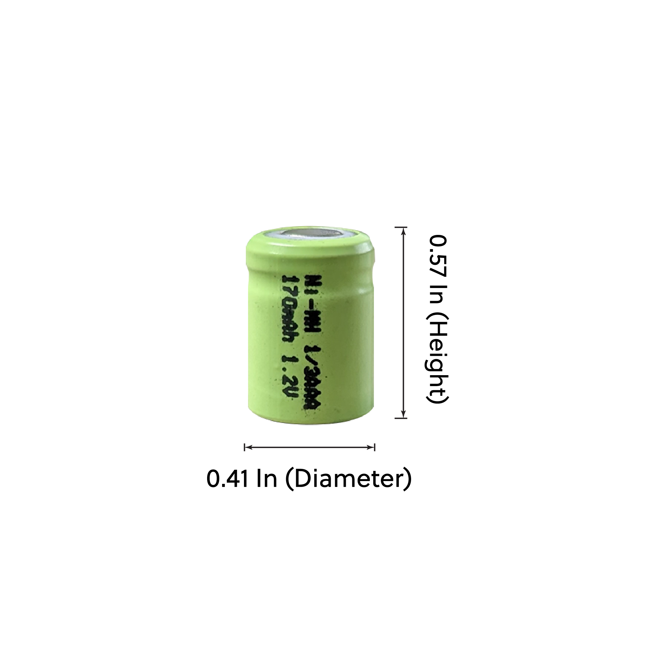 IP Power 1/3AAA 170mAh Ni-Mh Rechargeable Flat Top Battery