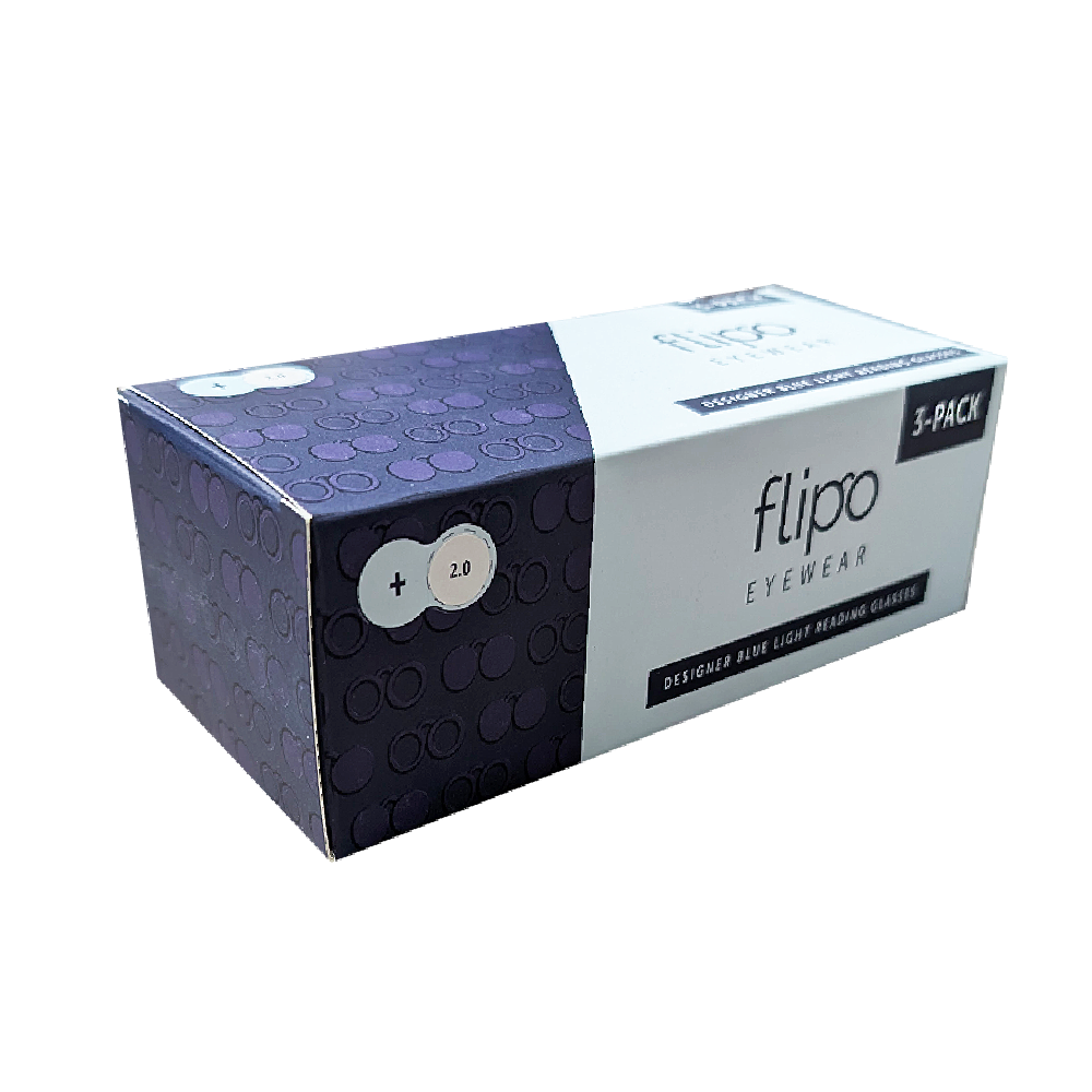 Flipo Eyewear's Blue Light Blocking Reading Glasses - 3 Pack (1 Silver, 1 Black, 1 Blue)