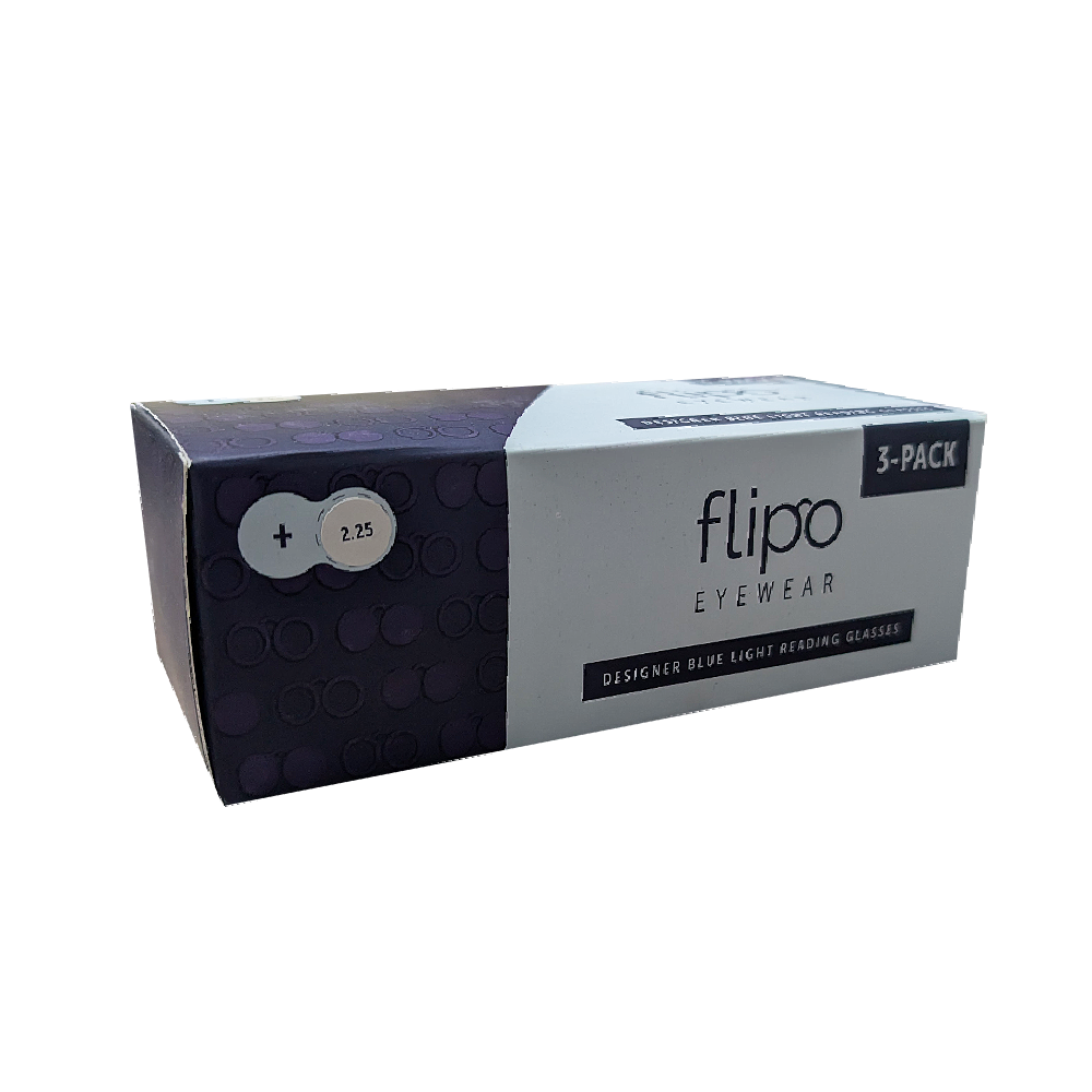 Flipo Eyewear's Blue Light Blocking Reading Glasses - 3 Pack (1 Silver, 1 Black, 1 Blue)