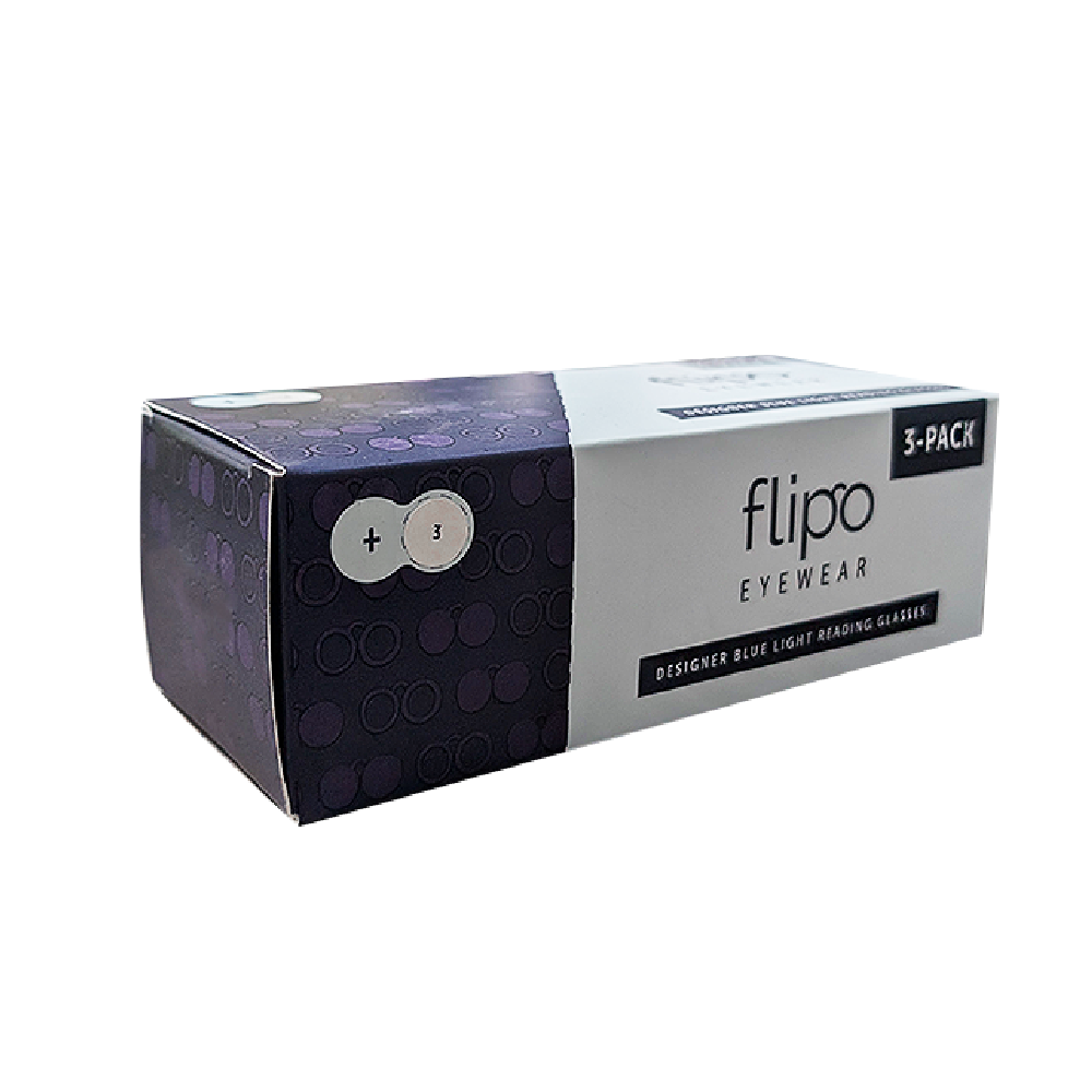 Flipo Eyewear's Blue Light Blocking Reading Glasses - 3 Pack (1 Silver, 1 Black, 1 Blue)