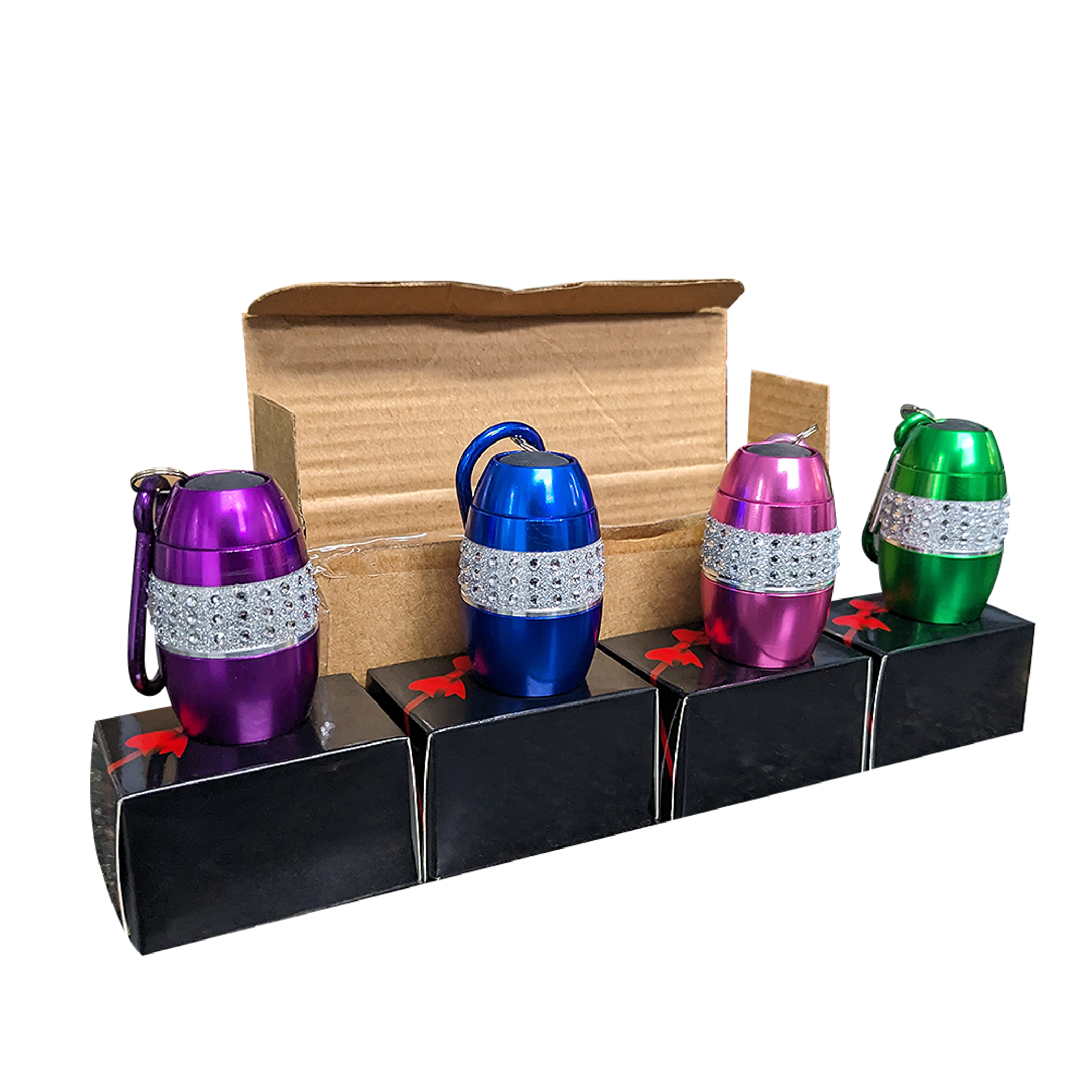 Bling Flashlight with COB LED Light - 4 Pack in Gift Box Packaging W/ Installed Batteries