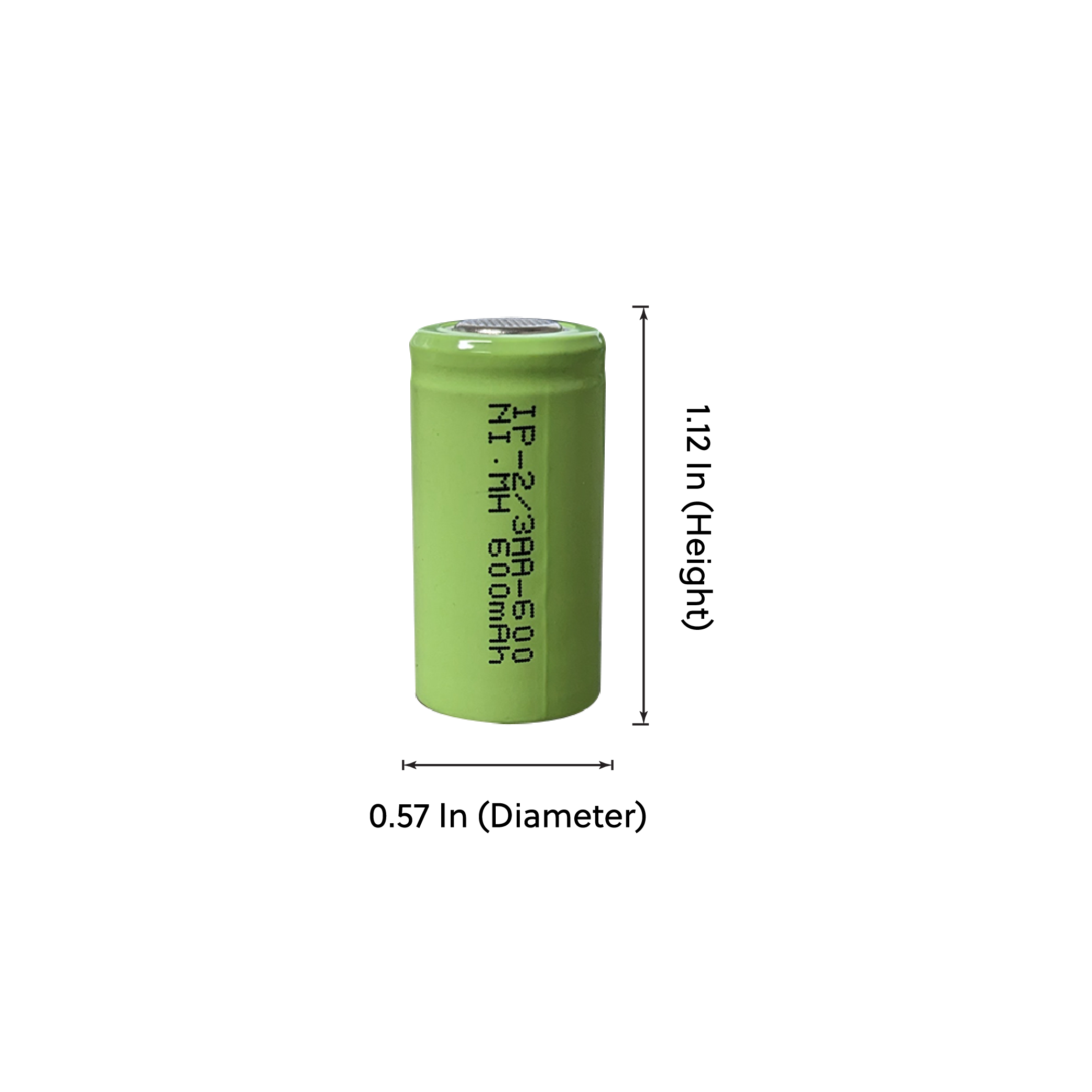 Power Pro 2/3AA 600mAh Flat Top Battery