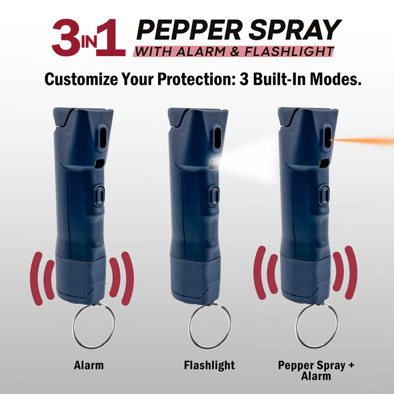 Defy 3-in-1 Pepper Spray With Alarm & Flashlight | Retail Blister