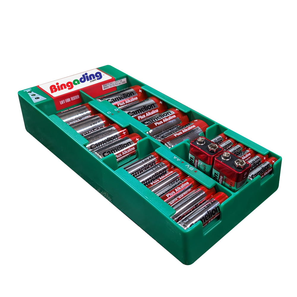 Battery Organizer With 22 Alkaline Batteries & Battery Tester