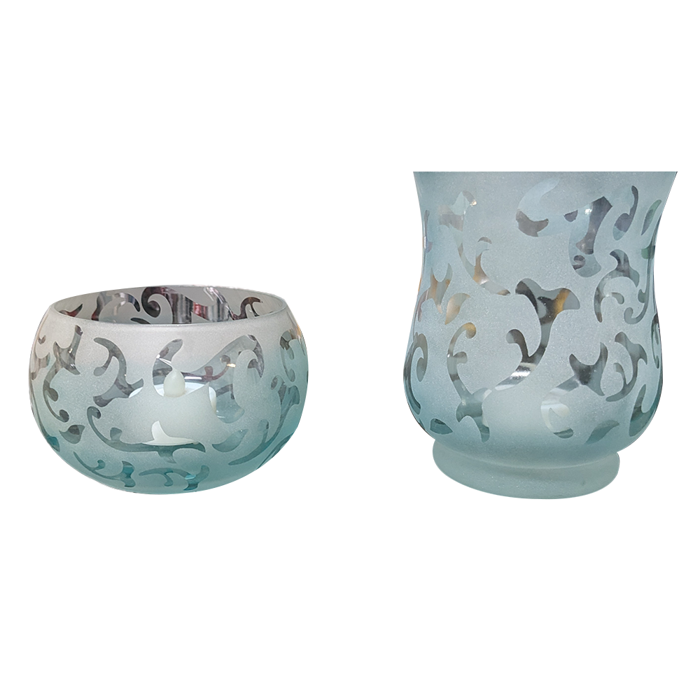 Flameless Candle Votive Glass Vase Pair (Set of 2)