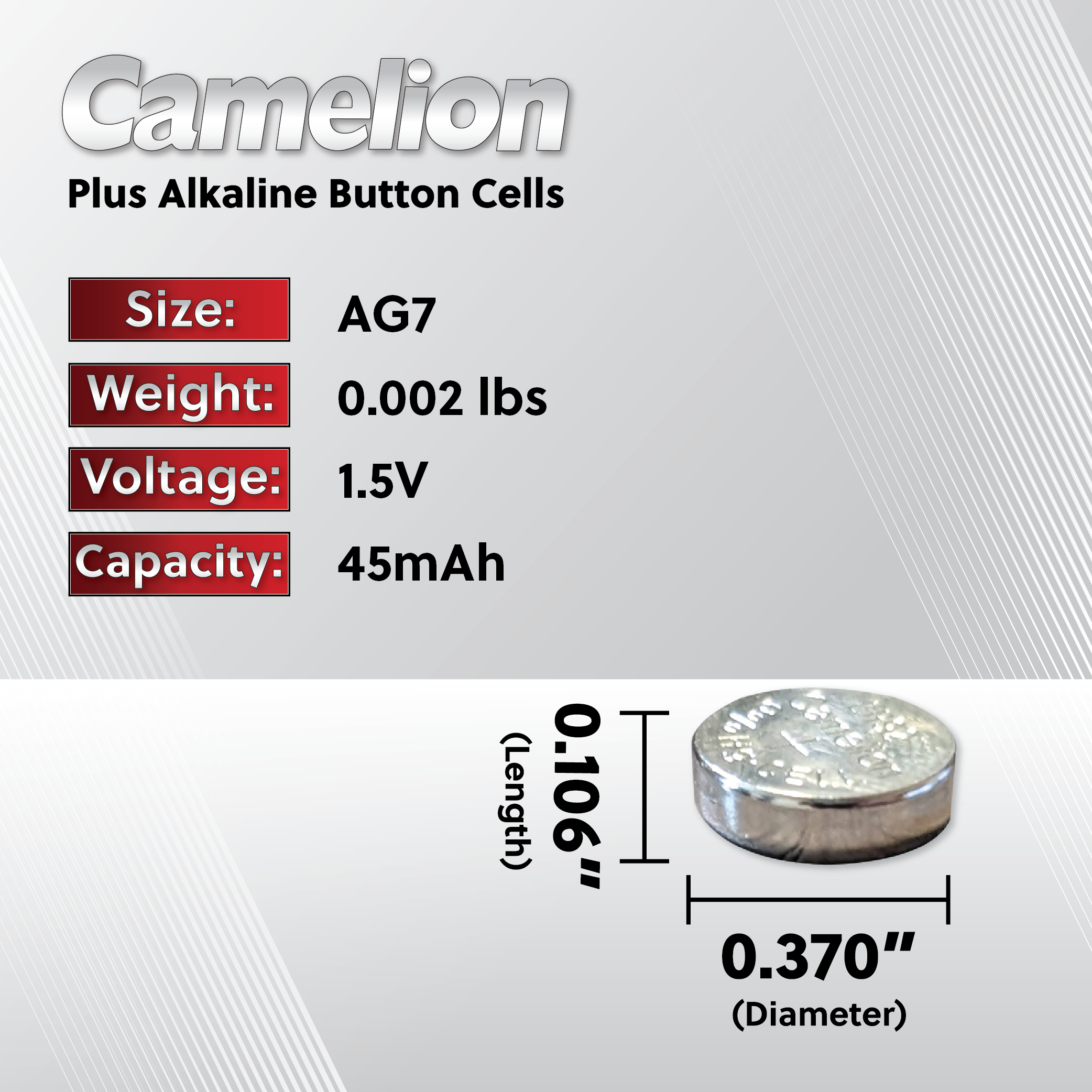 Camelion AG7 / 395 / LR926 1.5V Button Cell Battery