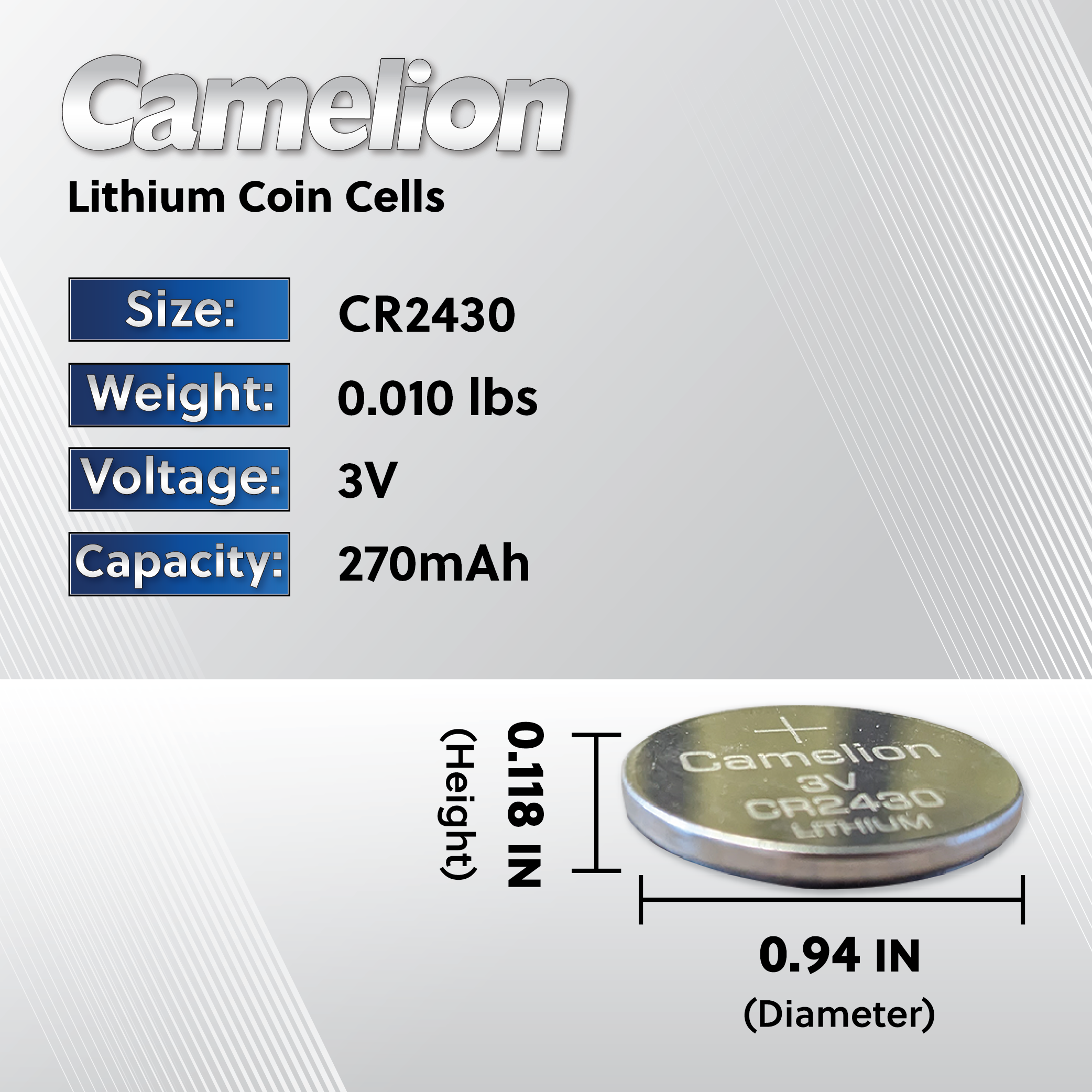 Camelion CR2430 3V Lithium Coin Cell Battery