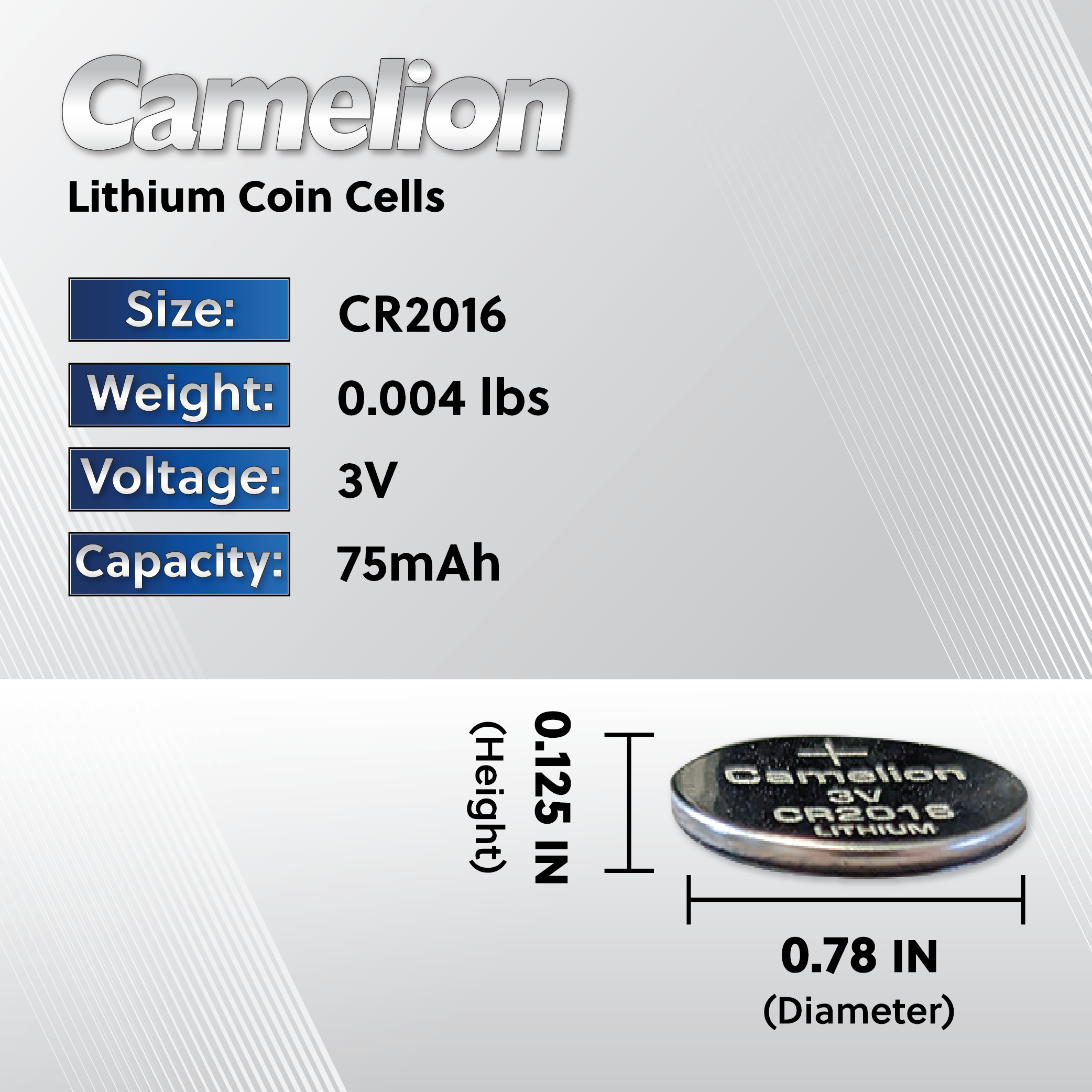 Camelion CR2016 3V Lithium Coin Cell Battery (Three Packaging Options)