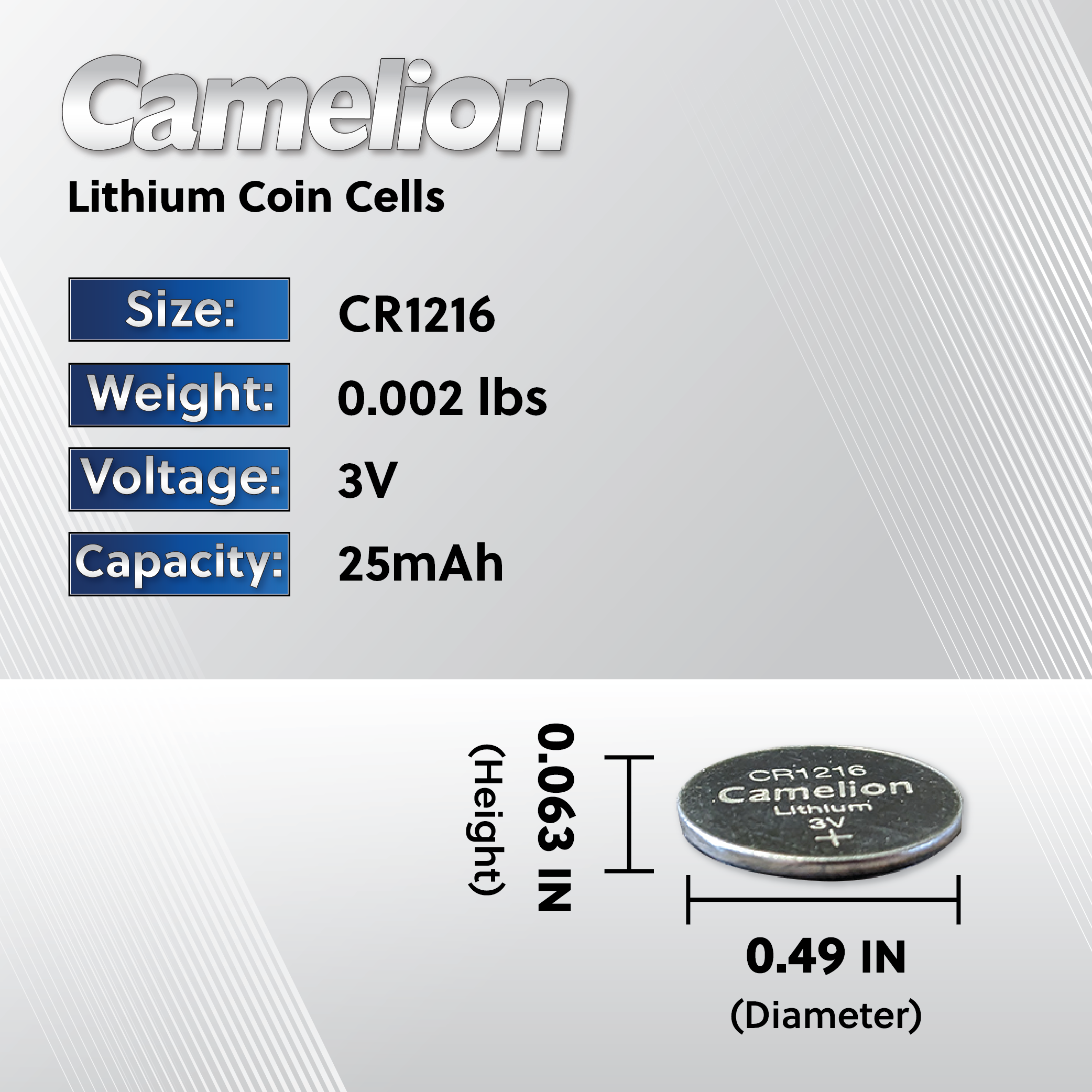 Camelion CR1216 3V Lithium Coin Cell Battery