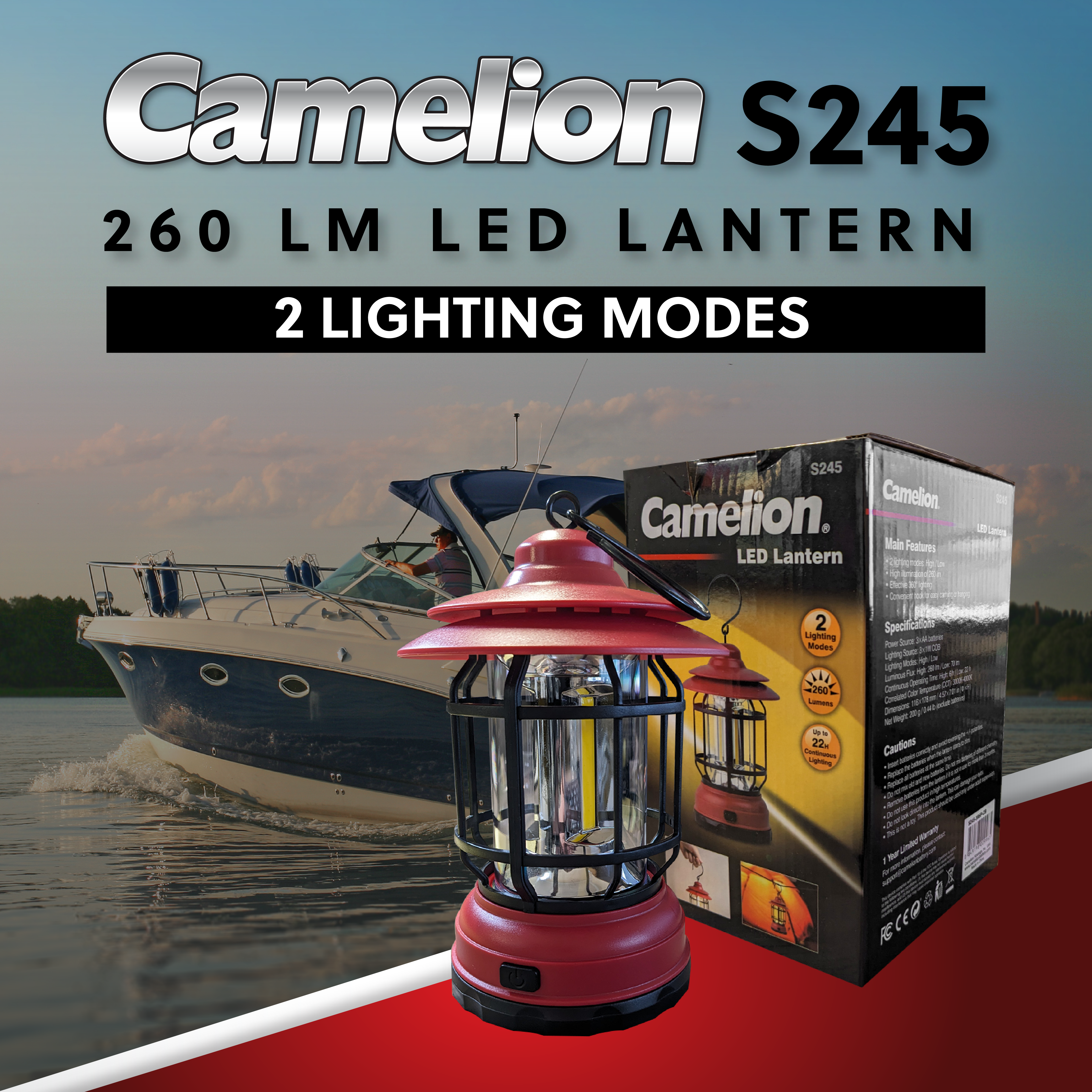 Camelion S245 260LM LED Lantern - 2 Lighting Modes