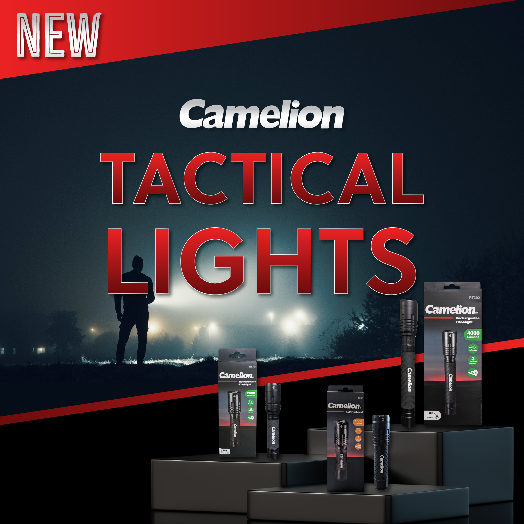 Camelion T258 1000LM LED Flashlight - 3 Lighting Modes