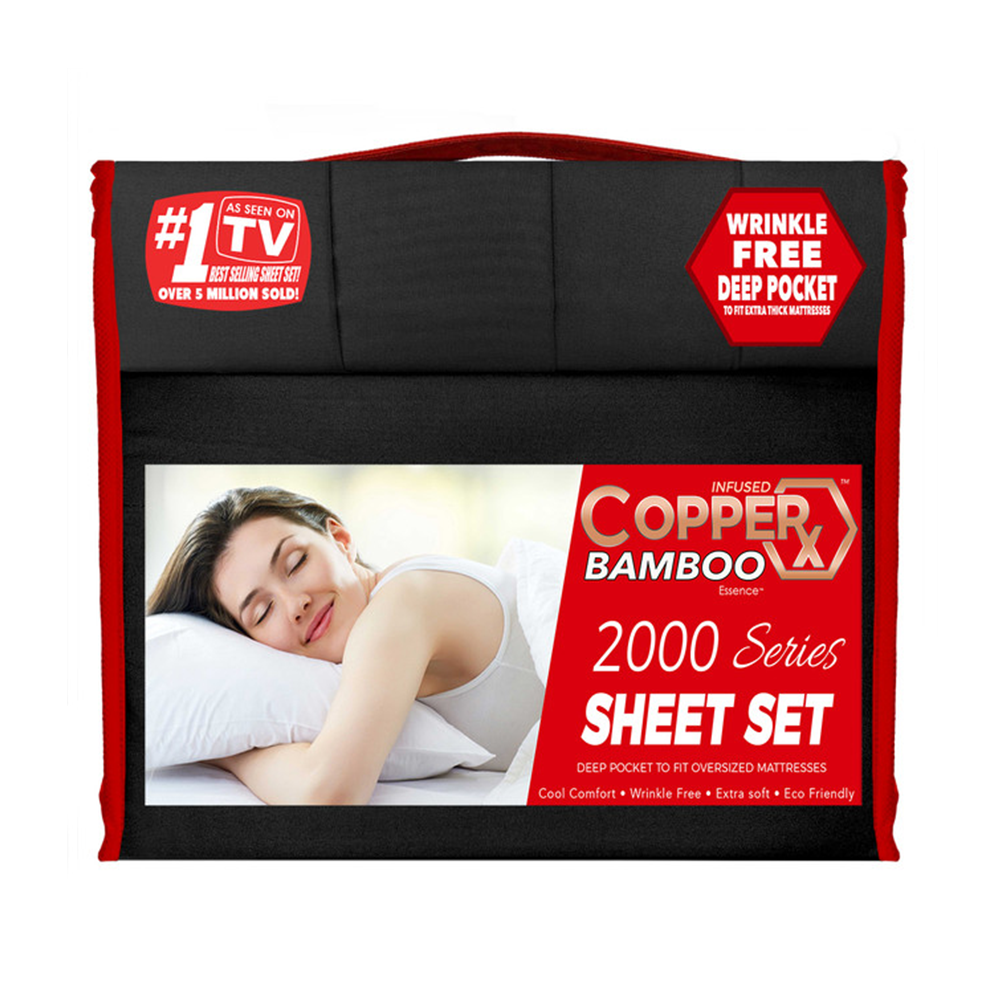 Copperx Bamboo Essence Infused 2000 Series 6 Piece Sheet Set - Available in King & Queen Sizes