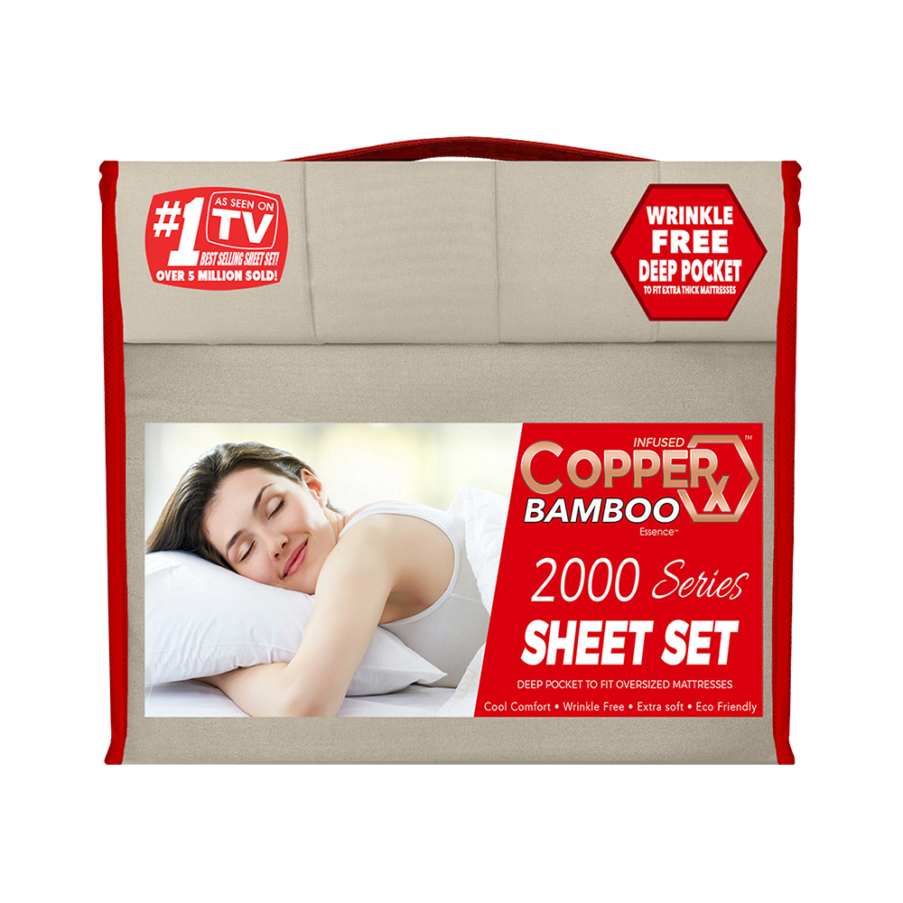 Copperx Bamboo Essence Infused 2000 Series 6 Piece Sheet Set - Available in King & Queen Sizes