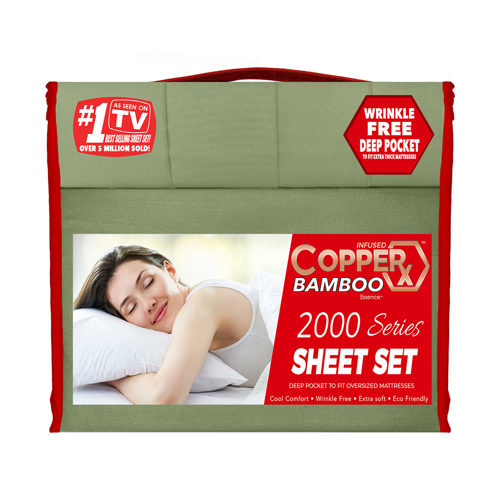 Copperx Bamboo Essence Infused 2000 Series 6 Piece Sheet Set - Available in King & Queen Sizes