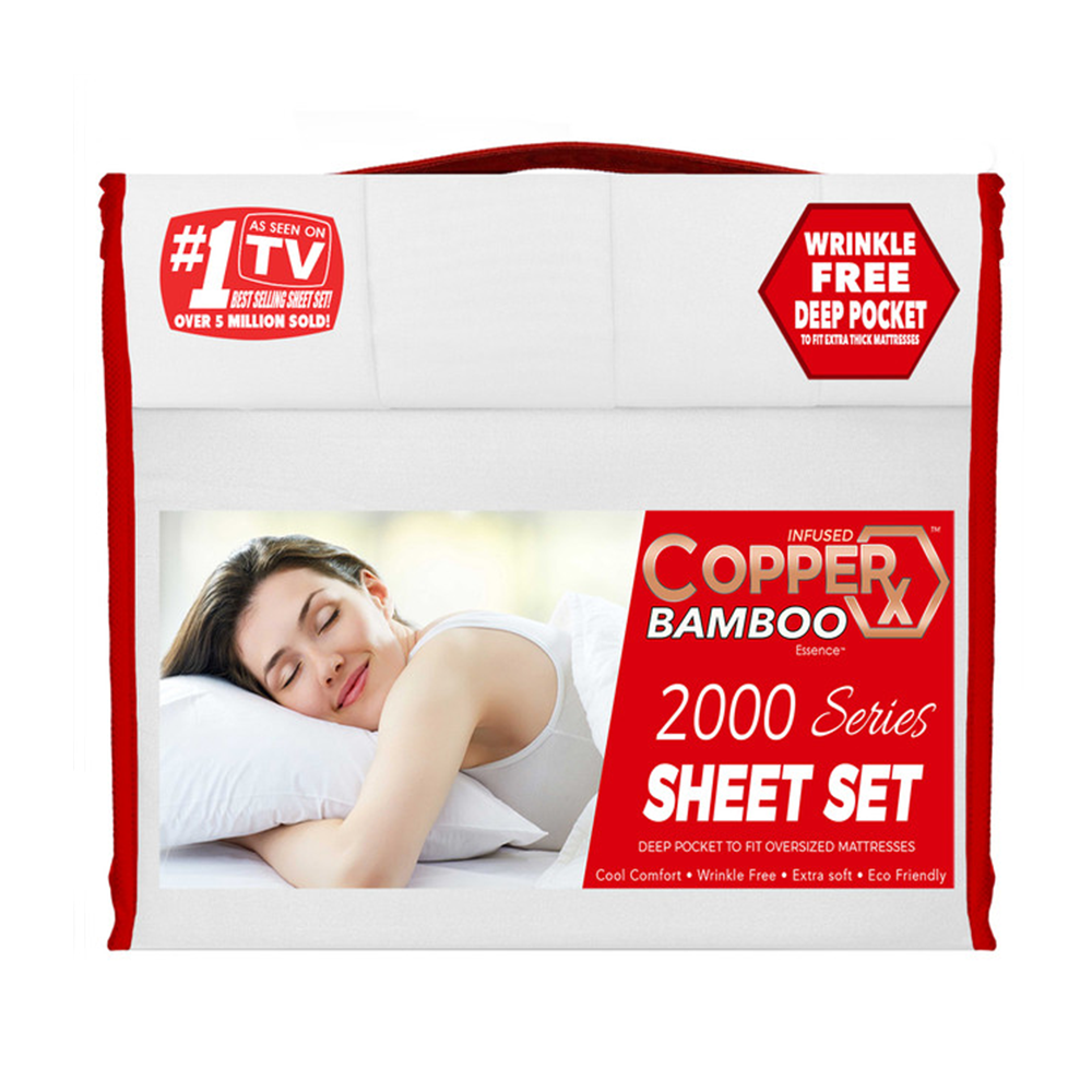 Copperx Bamboo Essence Infused 2000 Series 6 Piece Sheet Set - Available in King & Queen Sizes