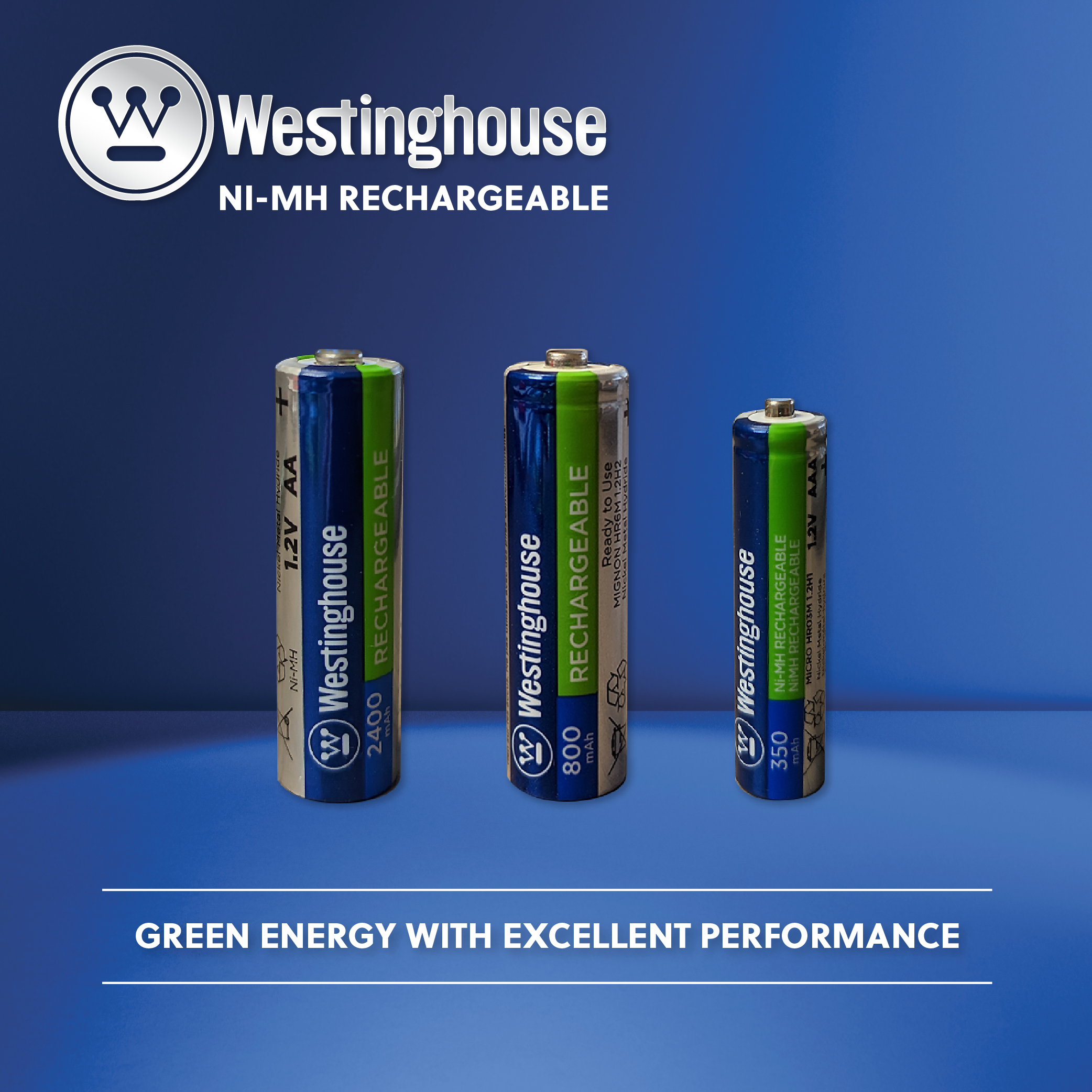 Westinghouse AA Ni-Mh Rechargeable Batteries 800 Blister Pack of 4