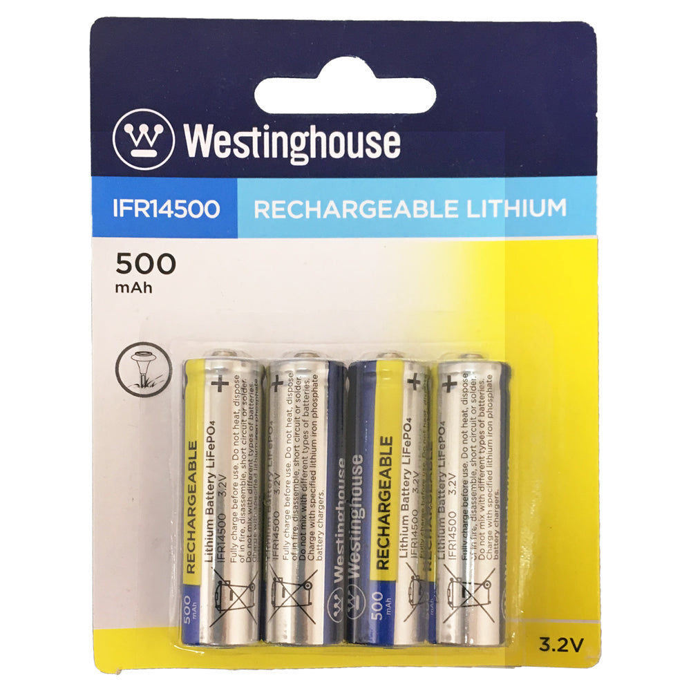 wholesale, wholesale batteries, westinghouse batteries, IFR14500, lithium phosphate batteries, rechargeable batteries, 500mAh