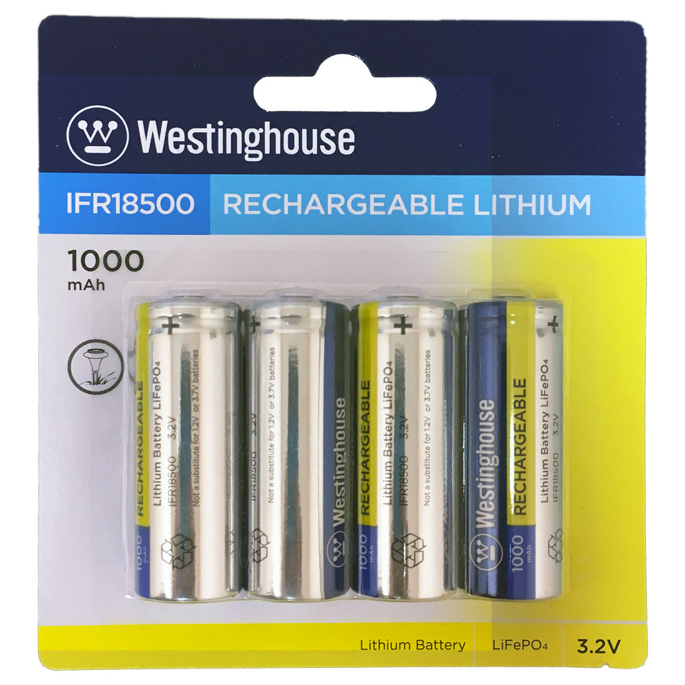 wholesale, wholesale batteries, westinghouse batteries, IFR18500, lithium phosphate batteries, rechargeable batteries, 1000mAh