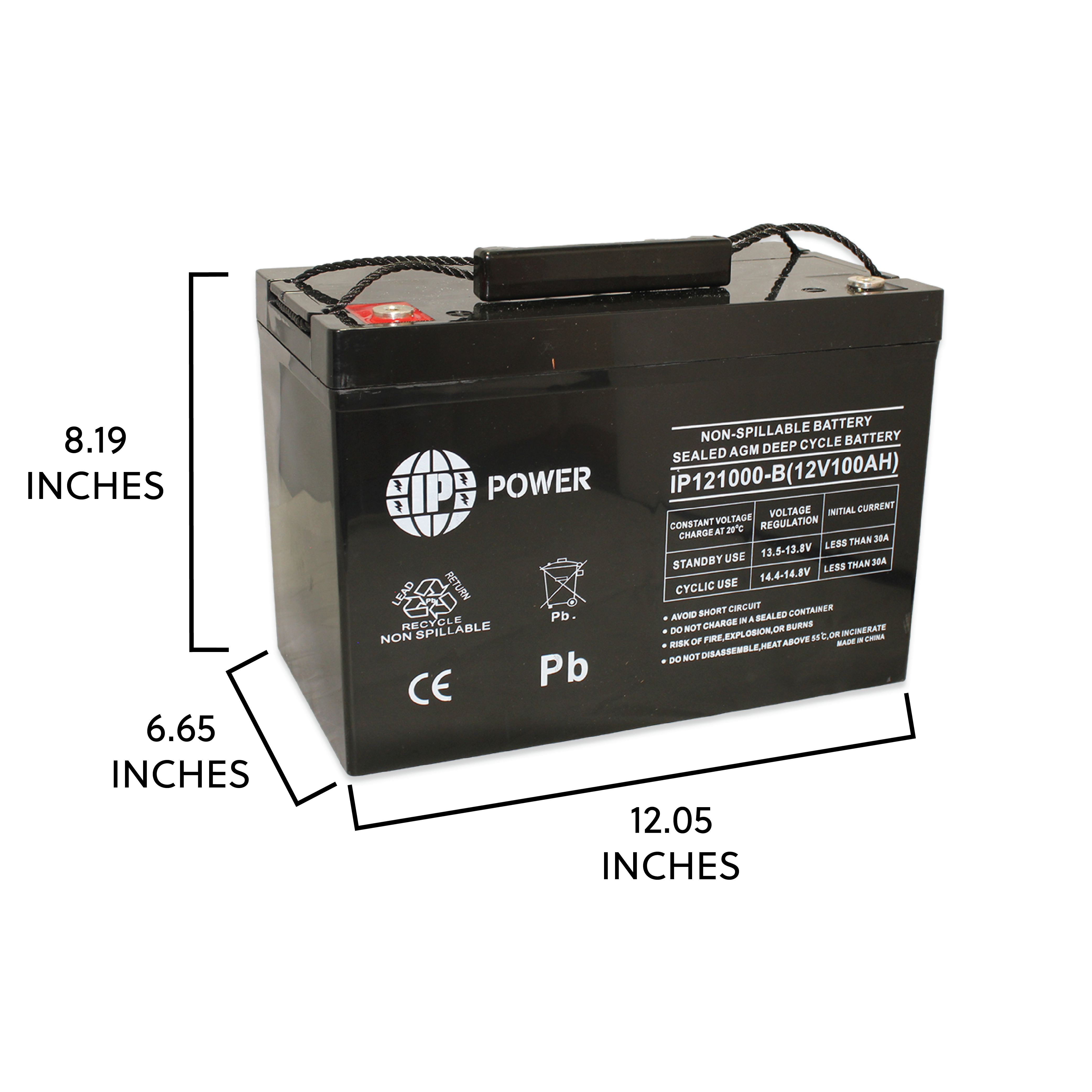 IP POWER IP121000-B 12V 100Ah, Sealed Lead Acid Rechargeable Battery