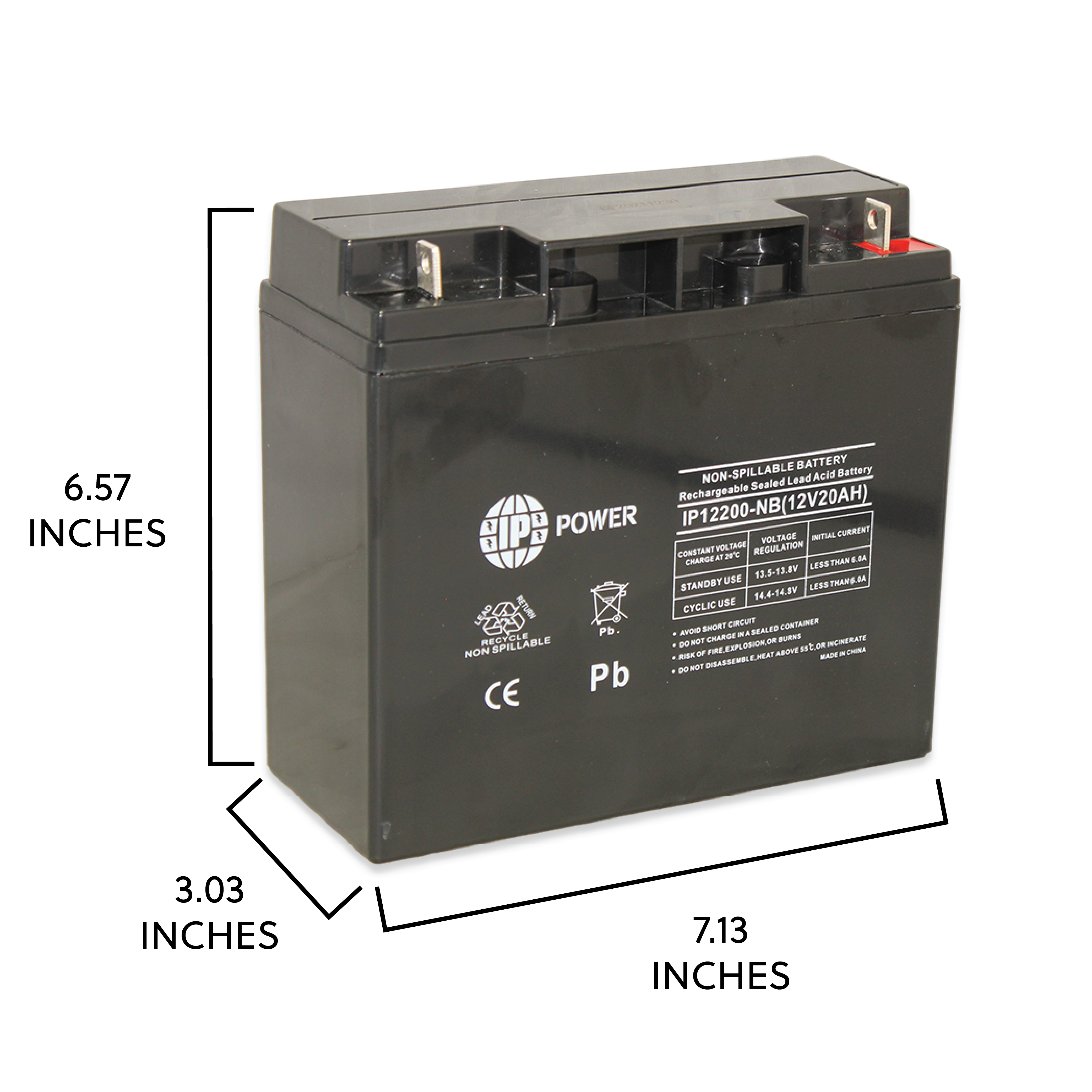 IP POWER IP12200-NB 12 Volt 18 Amp, Sealed Lead Acid Rechargeable Battery