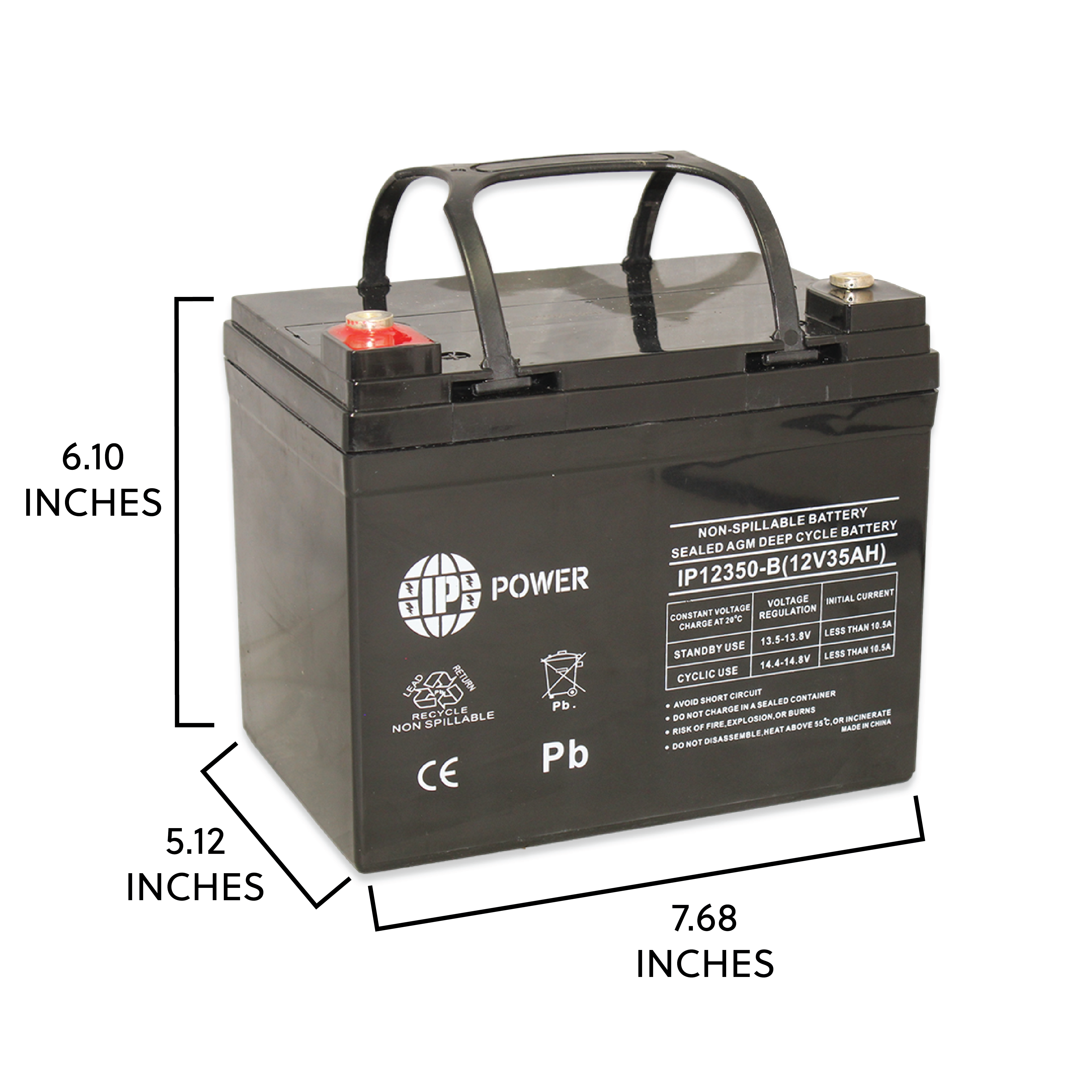 IP POWER IP12350-B 12 Volt 35 Amp, Sealed Lead Acid Rechargeable Battery