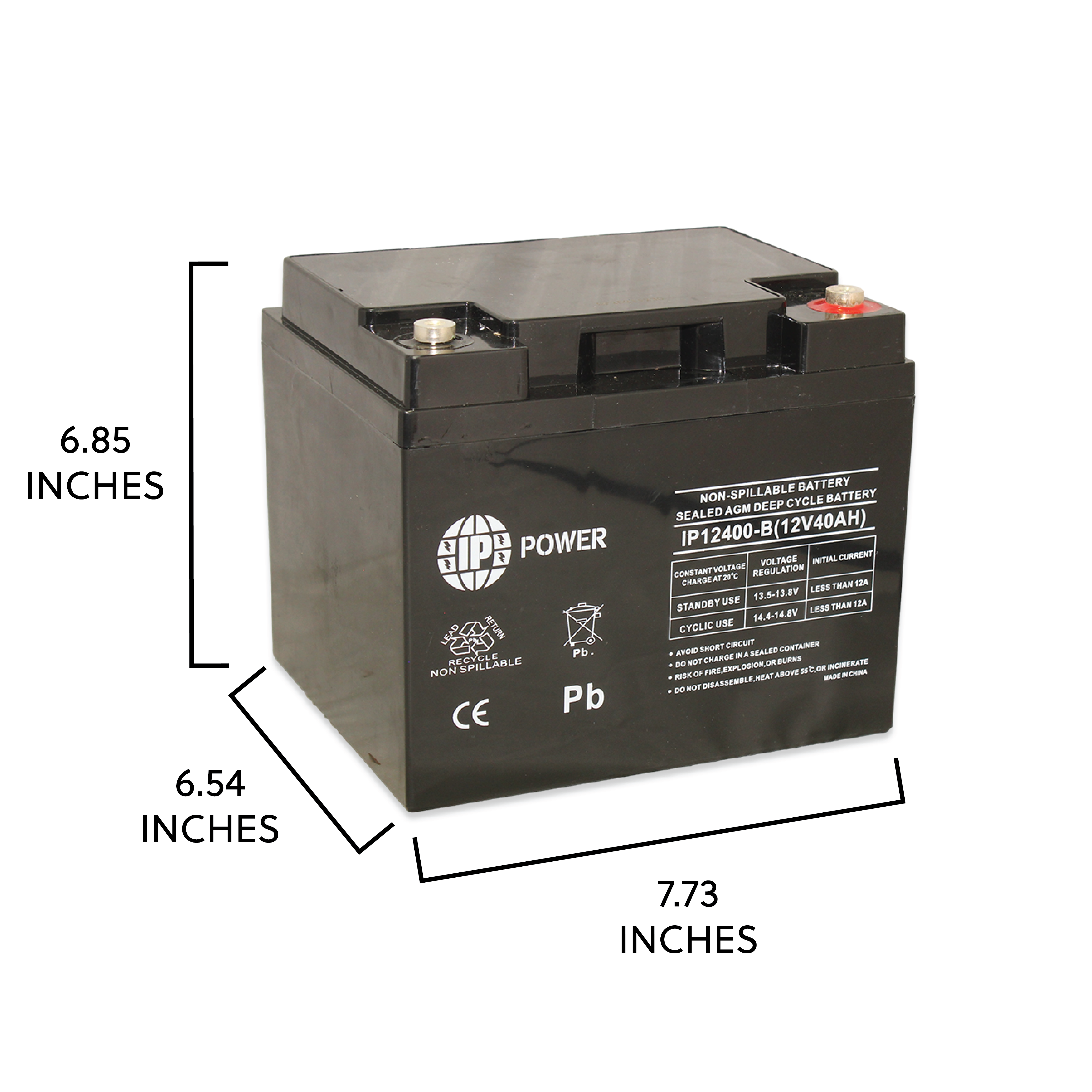 IP POWER IP12400-B 12V 40Ah, Sealed Lead Acid Rechargeable Battery