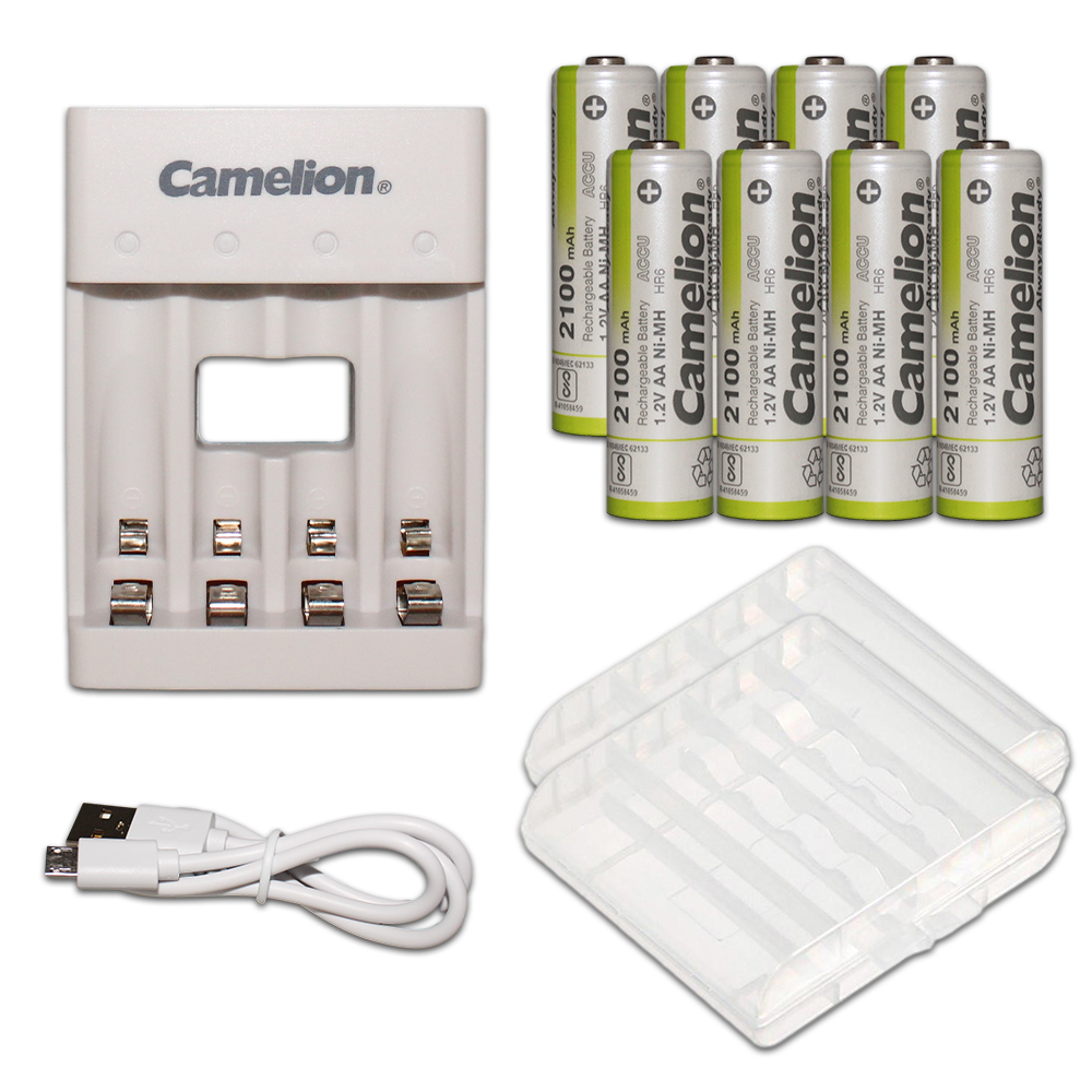 Camelion AA Ni-Mh Always Ready Rechargeable Batteries (8) + Charger Bundle