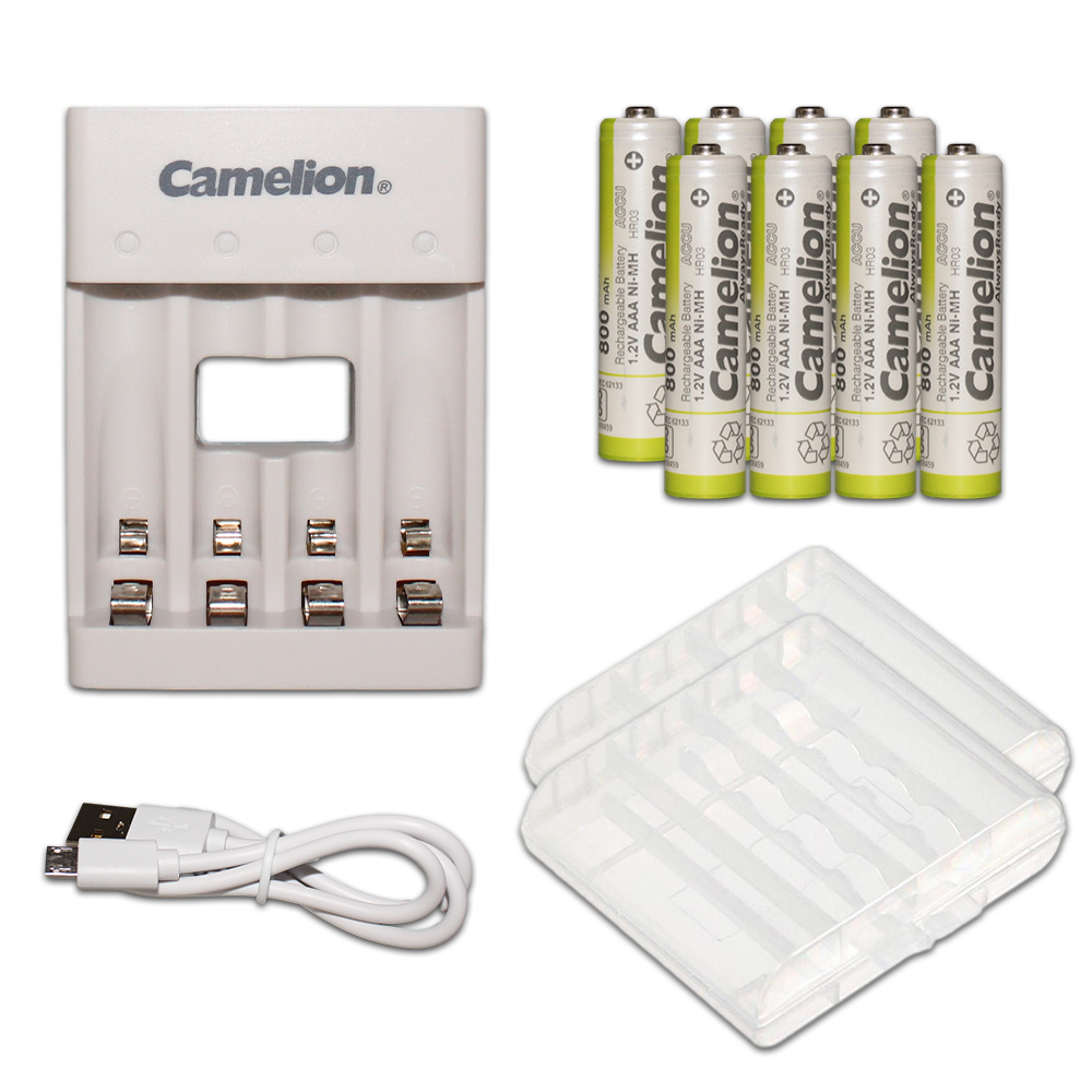 Camelion AAA Ni-Mh Always Ready Rechargeable Batteries (8) + Charger Bundle