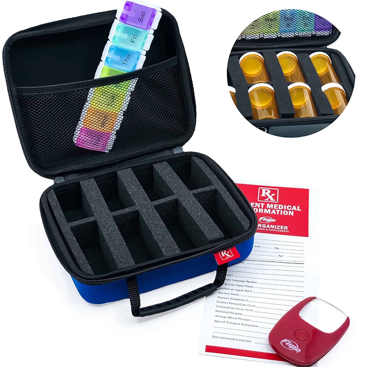 Slate Flipo Small RX Organizer | For Prescriptions & Supplements