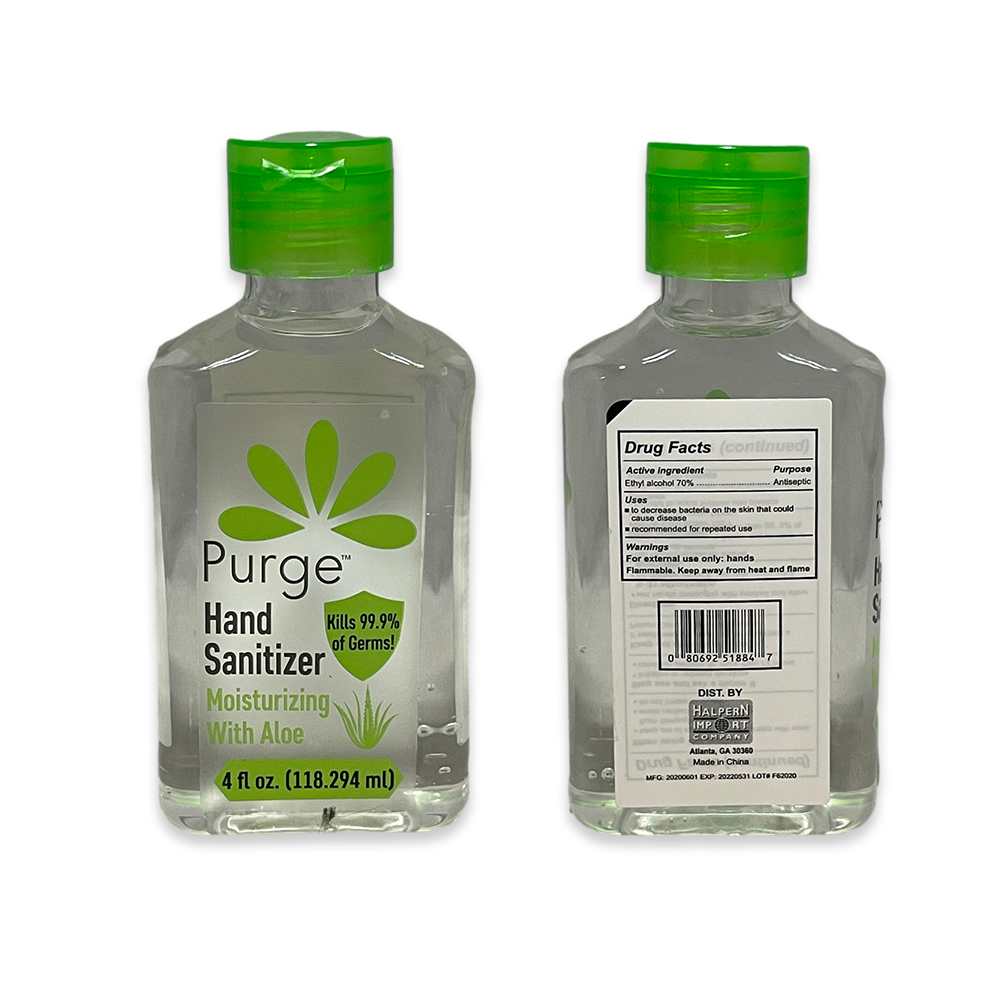 Purge 4OZ Aloe Vera Hand Sanitizer