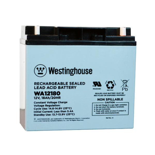 wholesale, wholesale batteries, westinghouse WA12180, 12V 18Ah, F3 terminal, sla, sealed lead acid