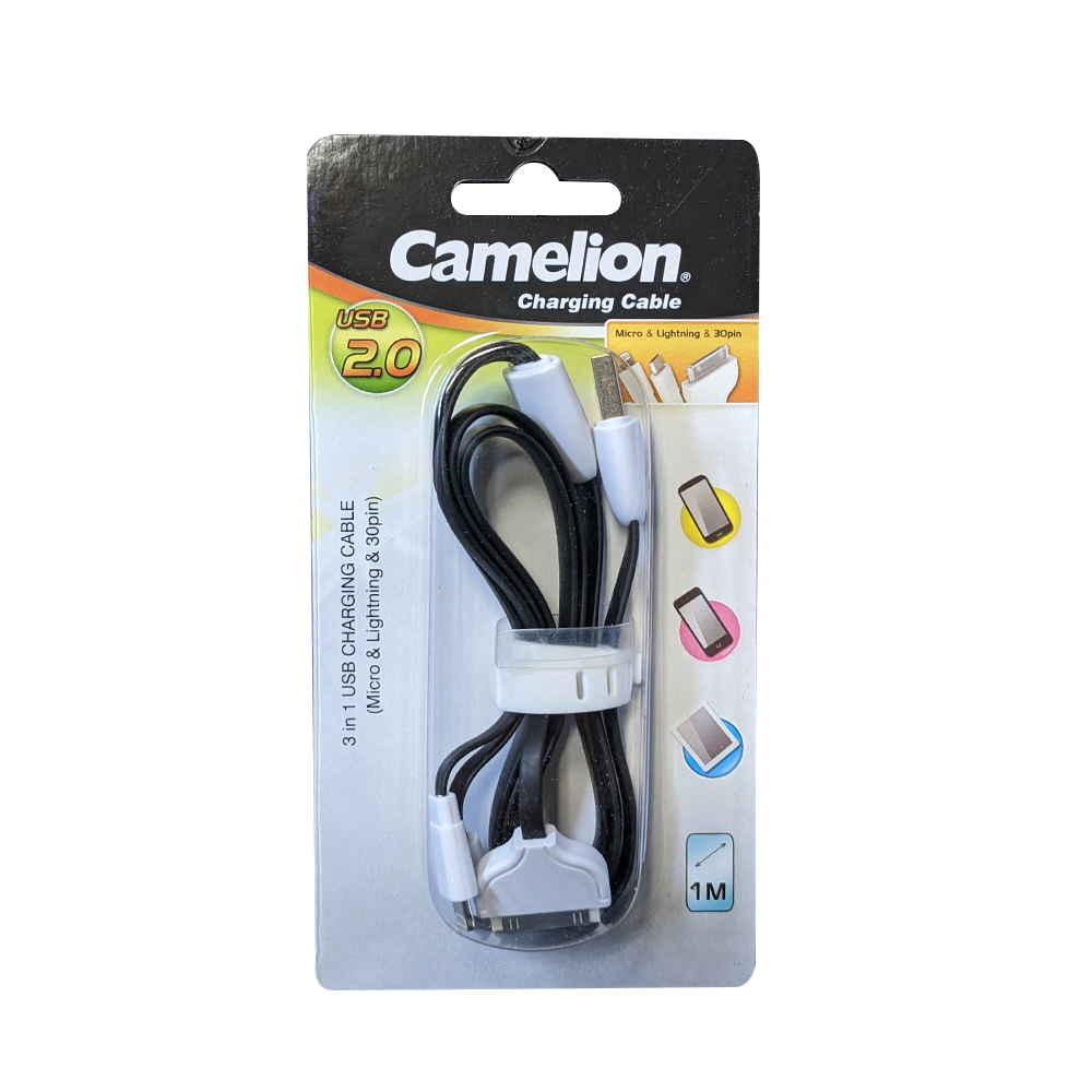 Camelion CDC006 3 In 1 USB, Micro-USB, Lightning Charging Cable Blister 1 Pack