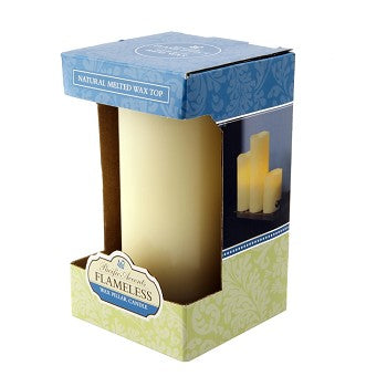 Flameless 3 x 6 Melted Top Wax Pillar Candle