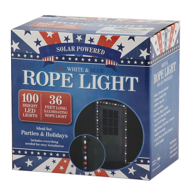 100 LED Solar Rope Light- Red, White & Blue – Bingading