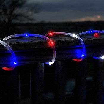 50 LED Red White & Blue Solar Rope Lights